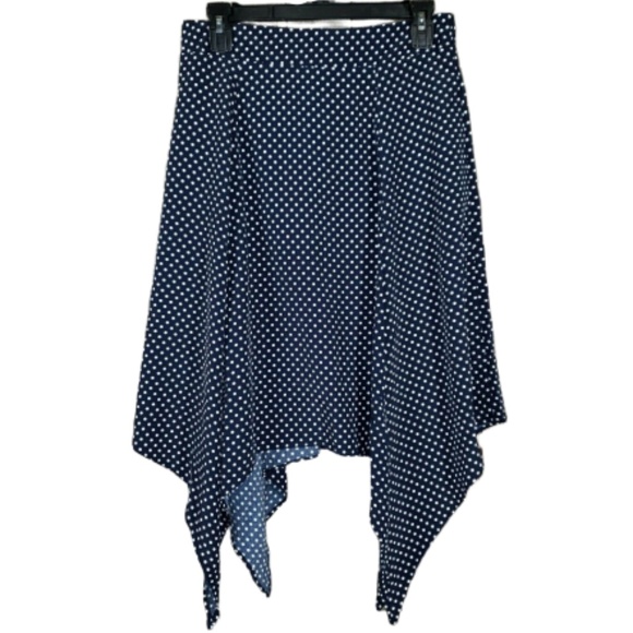 ELLE Blue Polka Dot Handkerchief Hem Retro Skirt Small NWT - Picture 2 of 8